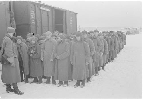 Szovjet hadifoglyok az első támadást követően, 1939. december 1. Finn Védelmi Erők Archívuma, SA-KUVA